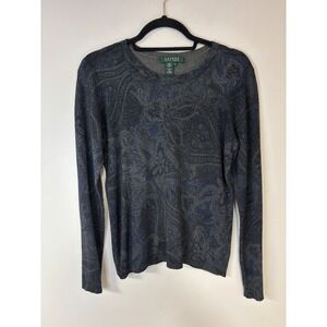 Lauren Ralph Lauren Silk Cashmere‎ Paisley Print Sweater Size M